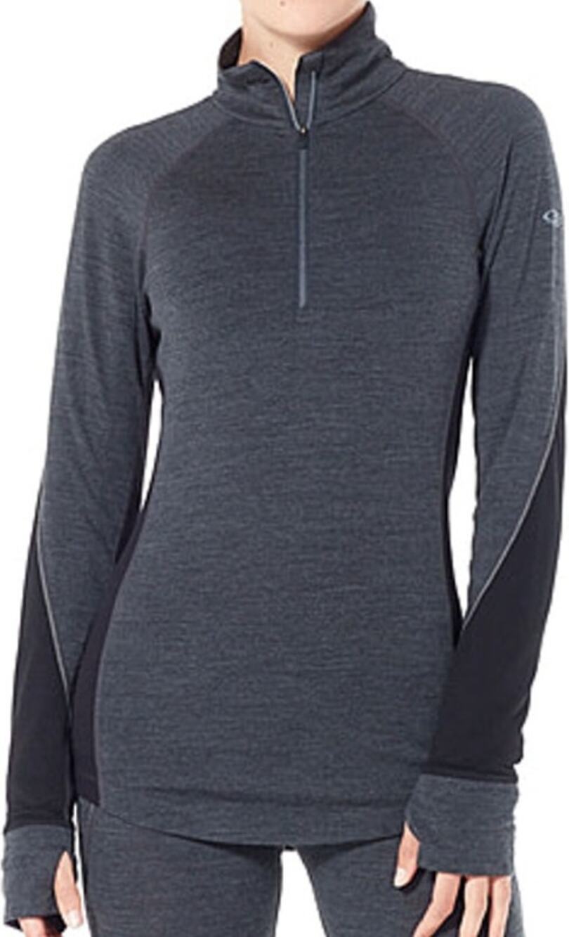 Icebreaker 260 Zone Long Sleeve Half Zip Jet Heather Black Snow NWT Xlarge